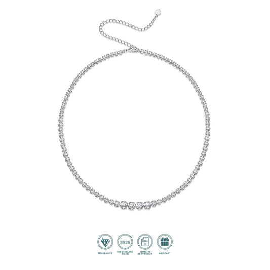 JIUZUAN Moissanite 4 Stone Tennis Necklace